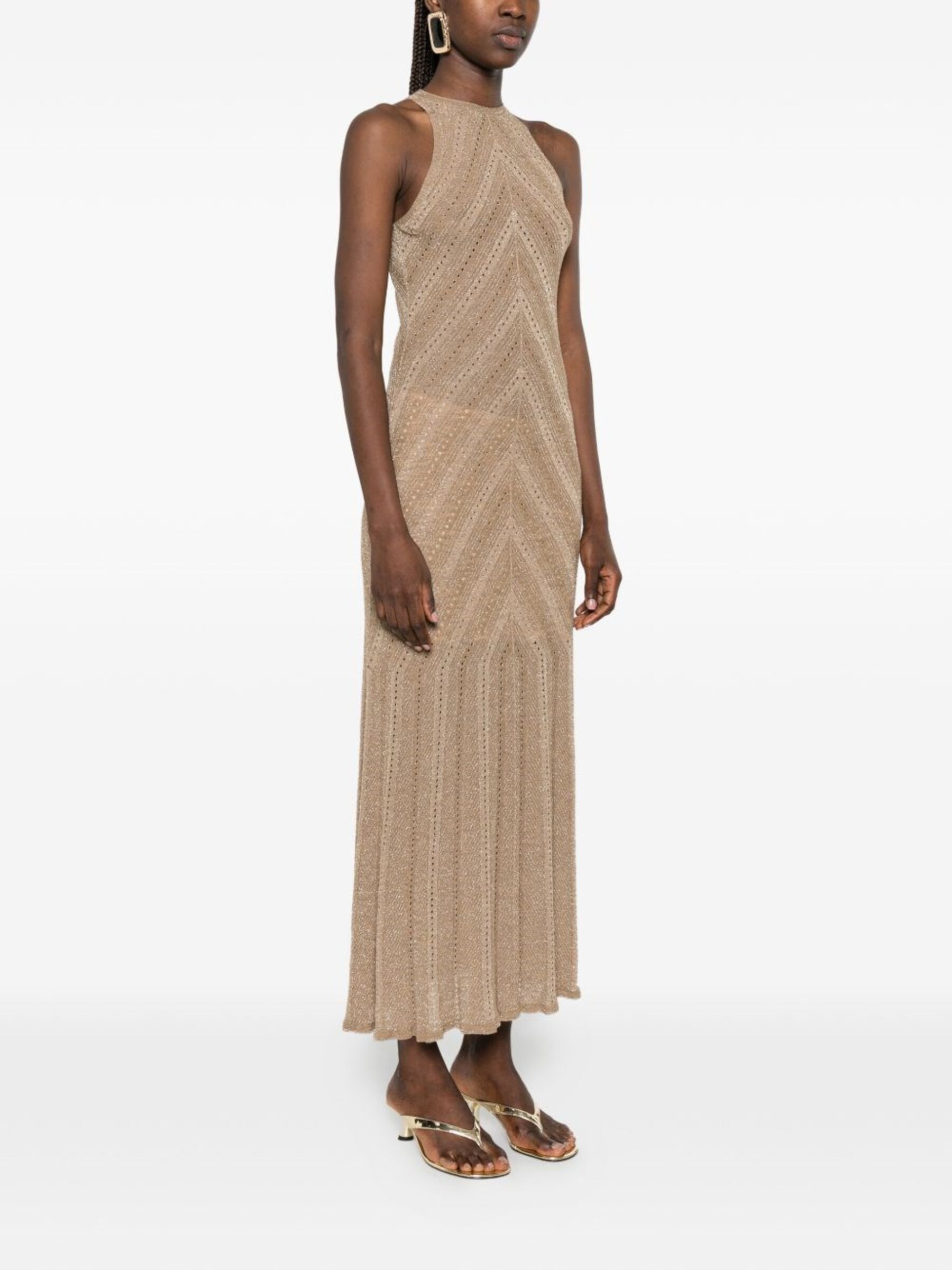 Long Chevron Punched Knit Dress - TWINSET - Paolo Fiorillo
