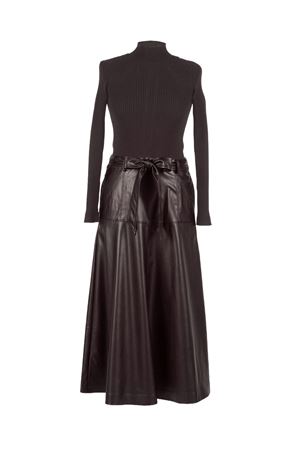 ABITO IN MAGLIA E TESSUTO SPALMATO C/CINTURA TWINSET | Abito | 252TT356011054