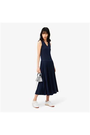 Sleeveless pleated long dress LACOSTE | Dress | EF2432166