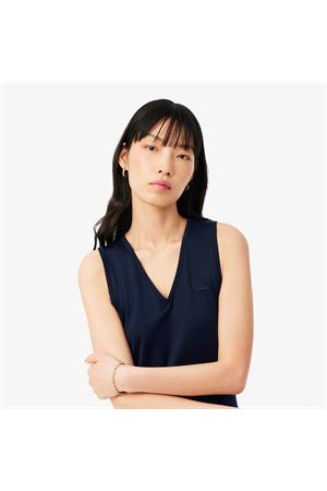 Sleeveless pleated long dress LACOSTE | Dress | EF2432166