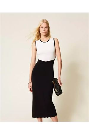 Abito Girocollo Bi-Colore Profilo Cappette TWINSET | Abito | 261TP337212063