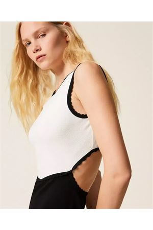 Abito Girocollo Bi-Colore Profilo Cappette TWINSET | Abito | 261TP337212063