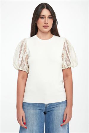 Maglia C/Maniche In Pizzo Ricamato TWINSET | Maglia | 261TP343100059