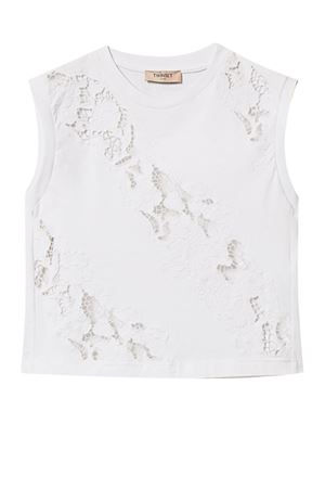 Sleeveless T-Shirt With Front Embroidery TWINSET | T-Shirt | 261TT205000001