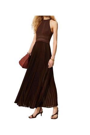 Long Dress Bi-Material Knit And Georgette Plisse TWINSET | Dress | 261TT319112110
